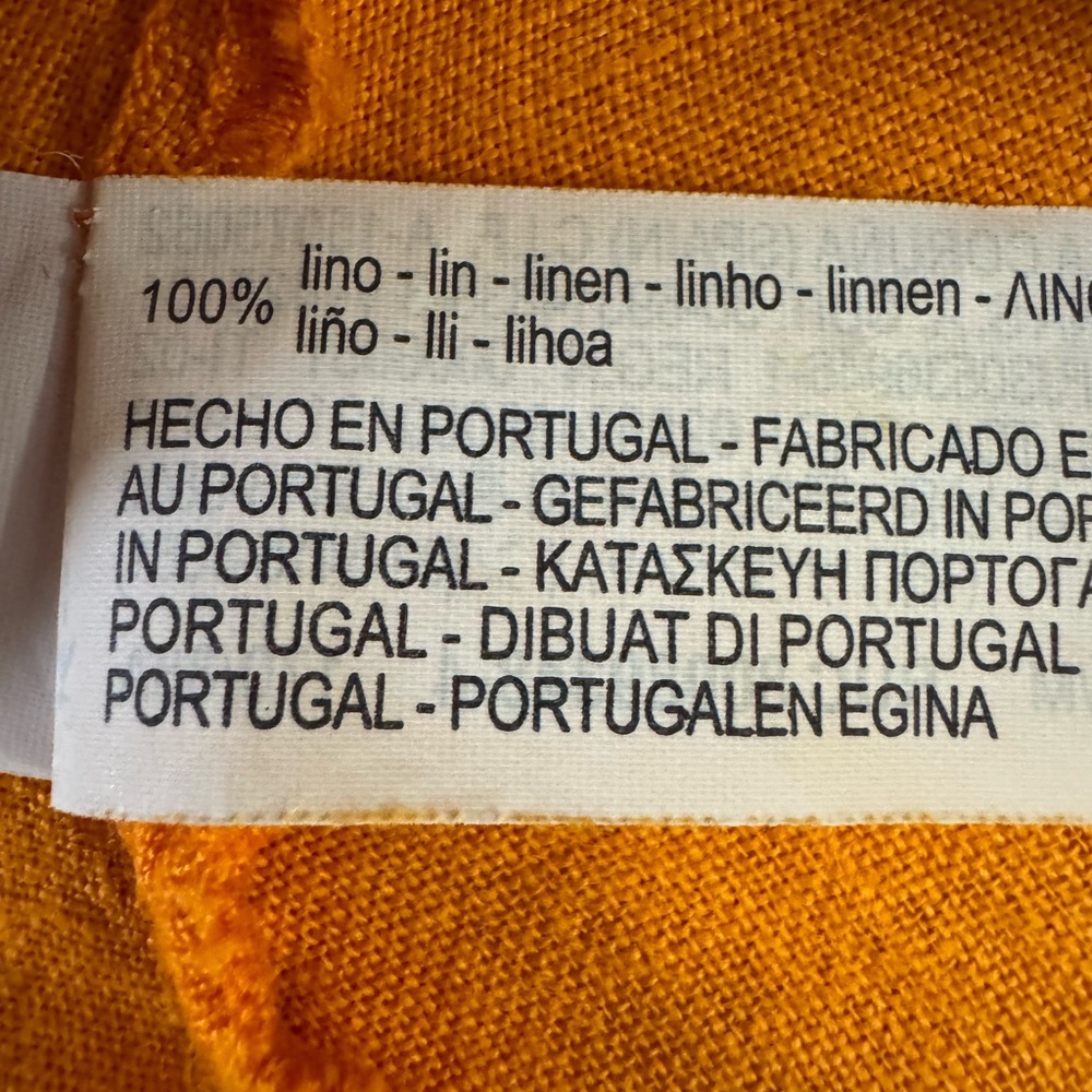 Zara 100% Linen Orange Wrap Dress Puff Sleeve Tie Waist Women’s Medium Portugal - Picture 12 of 12